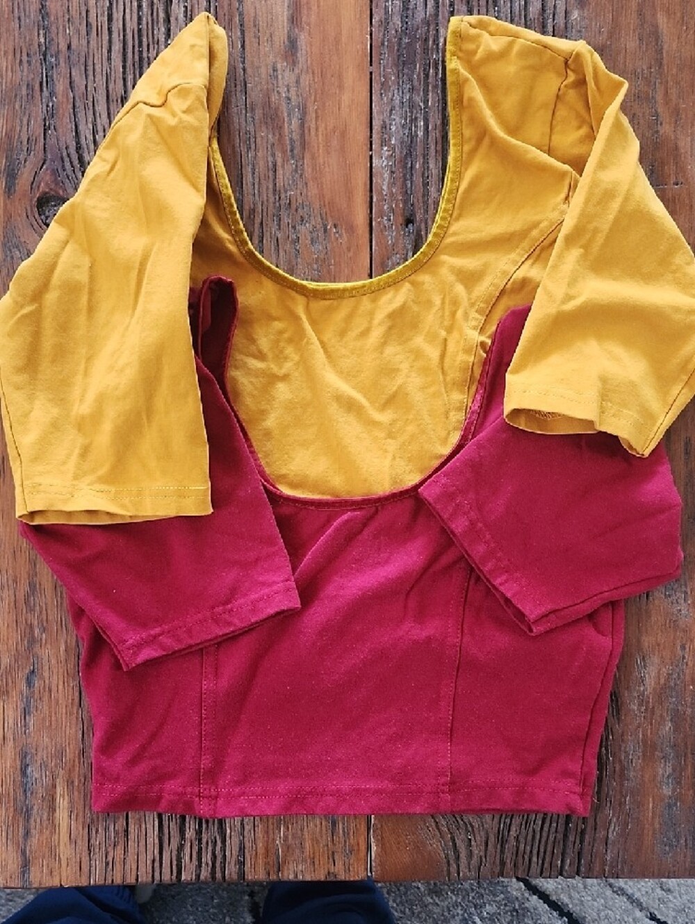 Indian Crop Top Set in Burgundy and Mustard - Picture 2 of 5